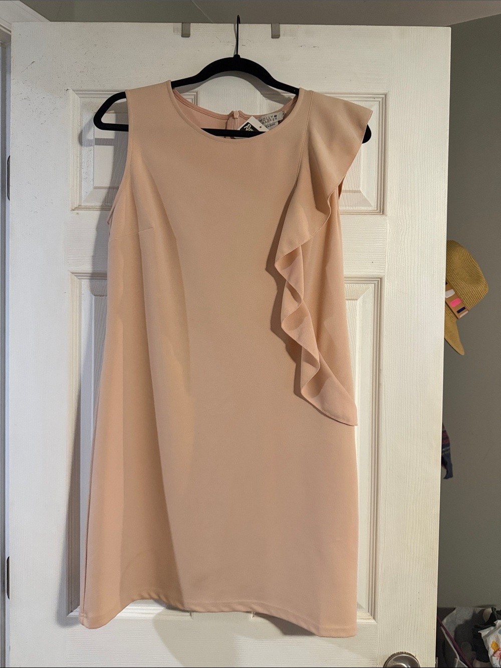 NWT molly bracken Sleeveless Ruffle Shift Dress in Blush